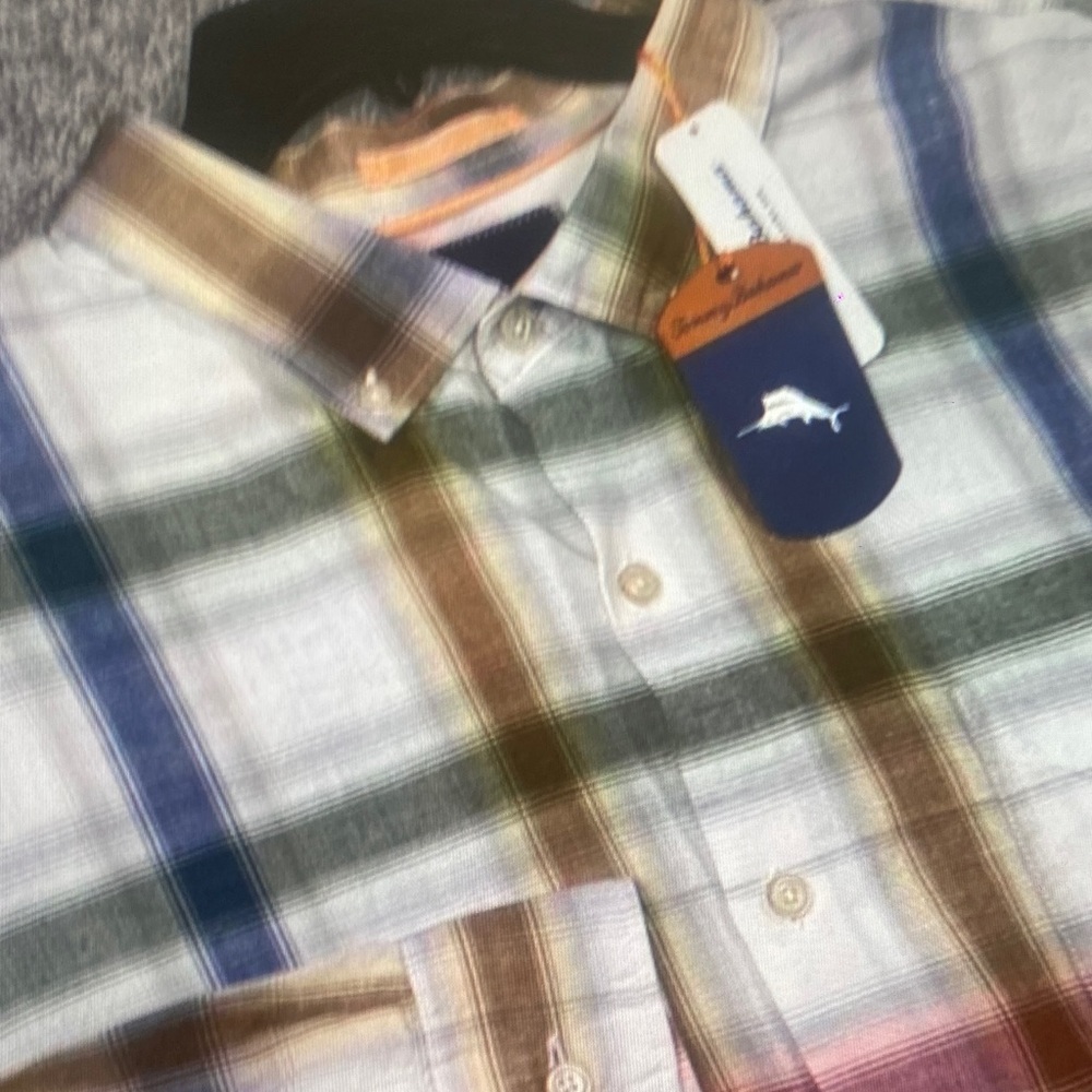 Tommy Bahama Plaid Button-Down Shirt in Blue, Brown & White